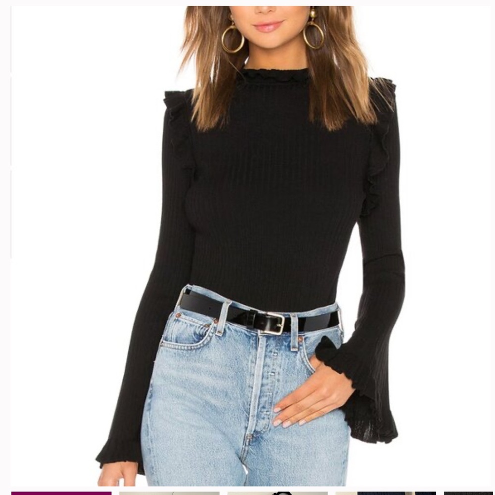 LINE + DOT sweater black ruffle trim small
